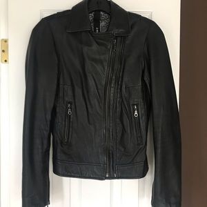 Kenna-T Black Leather Jacket, XS.